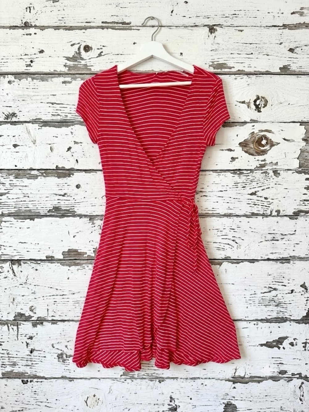 Kimchi Blue Urban Outfitters Red White Striped Jersey Wrap Dress Small